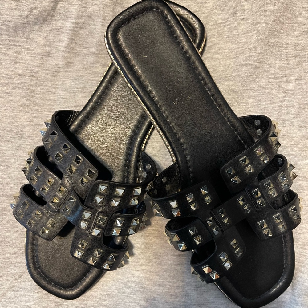Studded Black Sandals